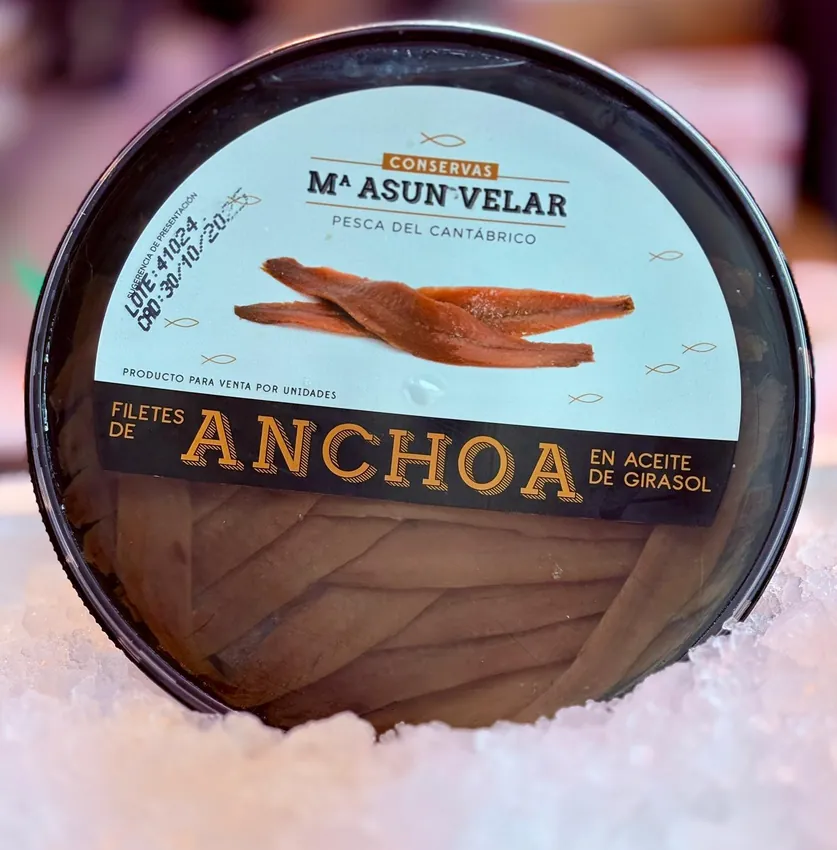 Filetes de anchoa Mª Asun Velar en aceite de girasol